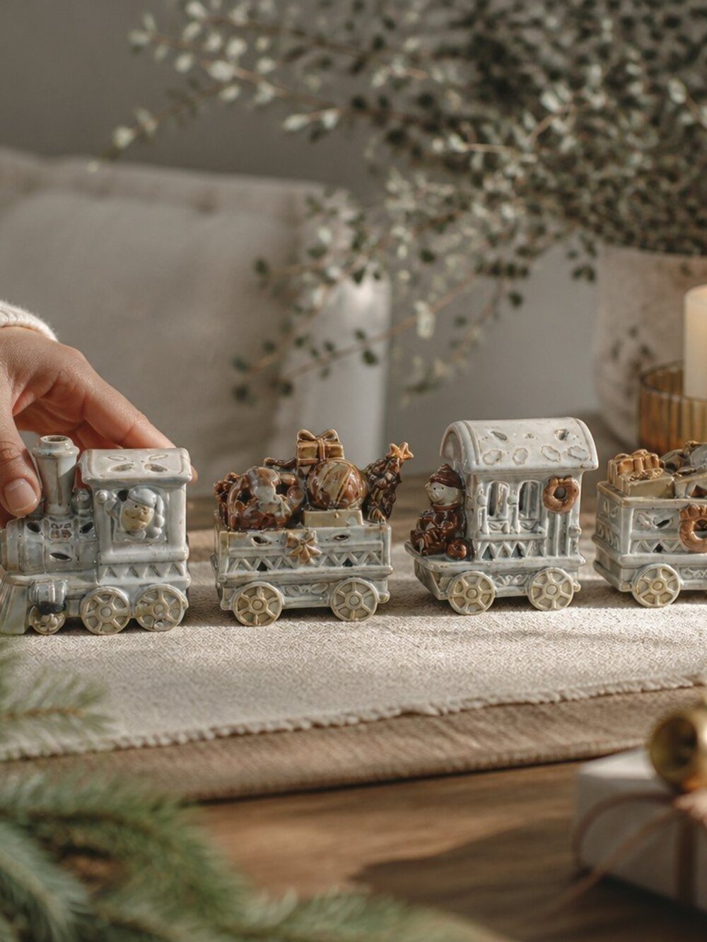 Illuminated Ceramic Christmas Train 4 Pc by Lifestyle Studios Holiday Collection